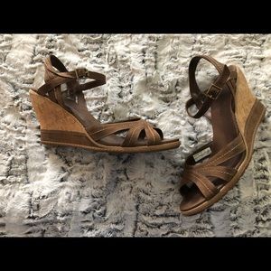 Brown wedge sandals